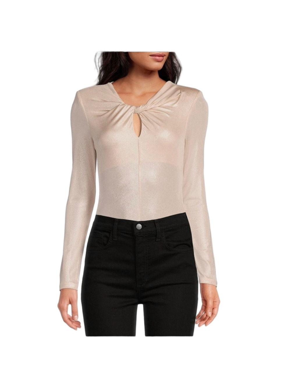 ASTR The Label Barcelona Metallic Bodysuit Women’s M Pink Shine NWT